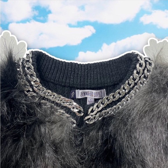 NWT JENNIFER LOPEZ Modern Bohemia Vegan Faux Fur Rib Knit Open Sweater Vest Boho - Picture 8 of 14